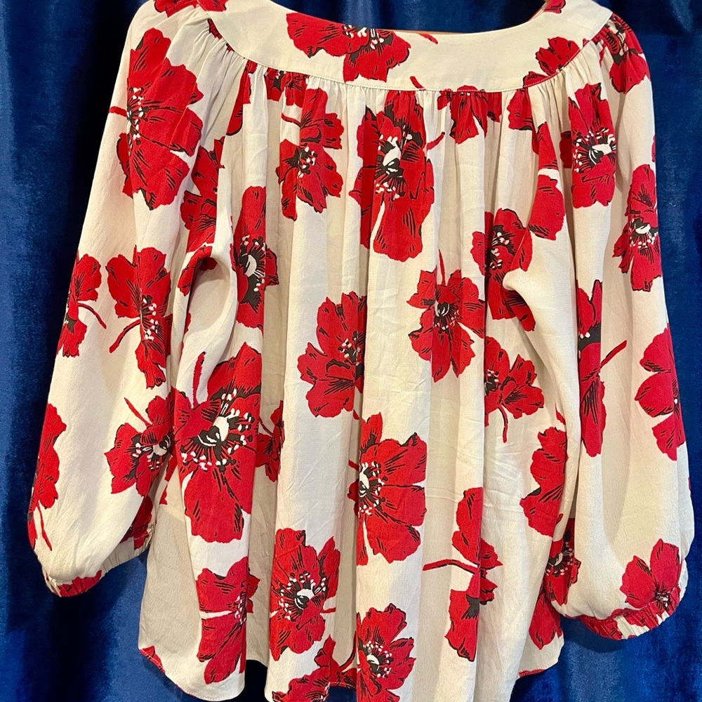 ba&sh Red Floral Cream Blouse - Picture 4 of 4